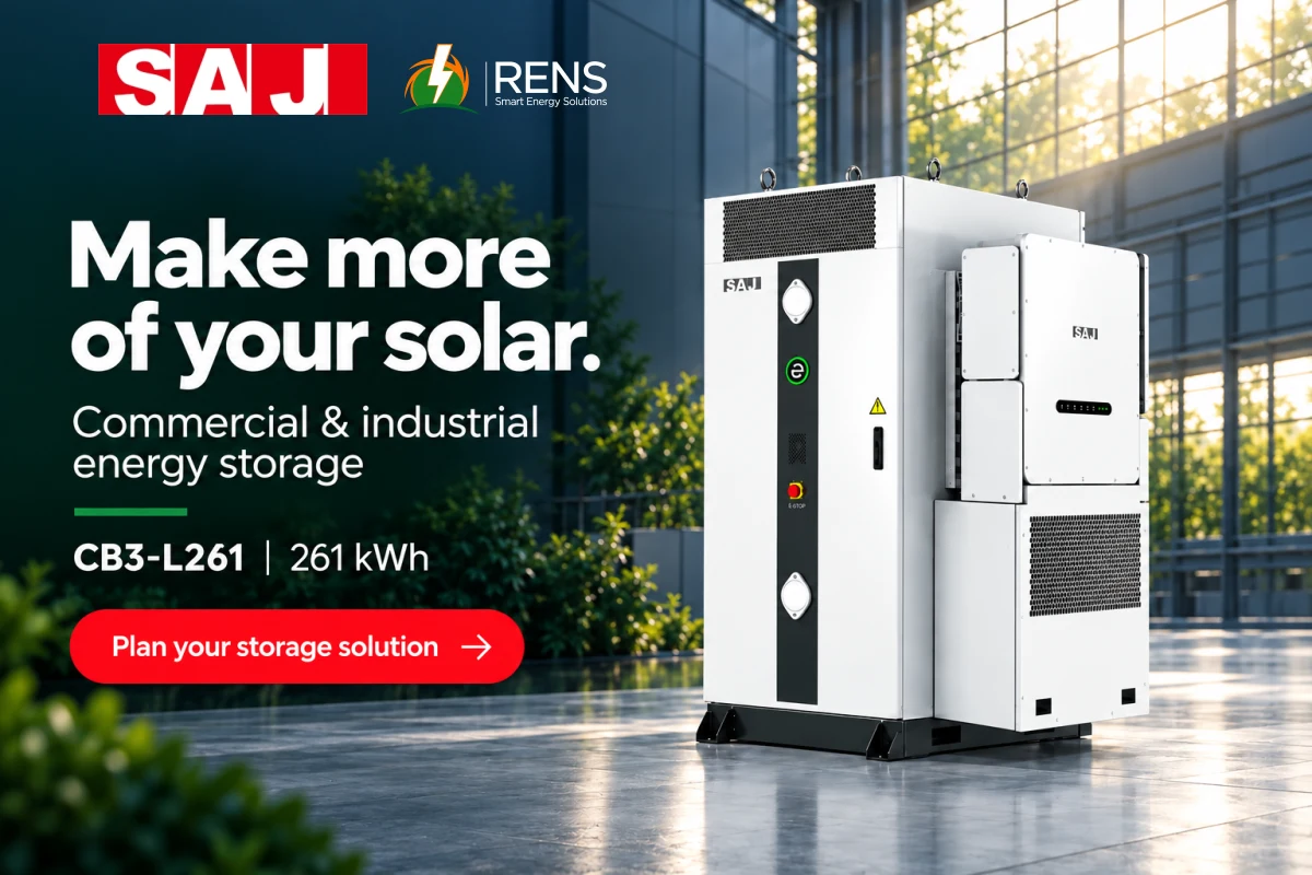 Commercial and industrial energy storage: SAJ CB3-L261, 261 kWh.